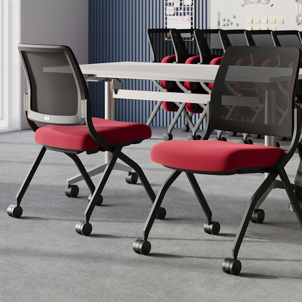 Starlight Armless Nesting Chairs - Red armless training room chair