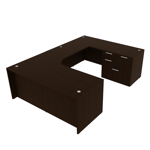 interior curve u desk with combo file