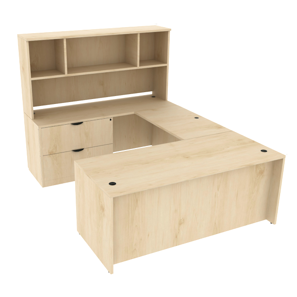 u-desk with lateral file and open hutch