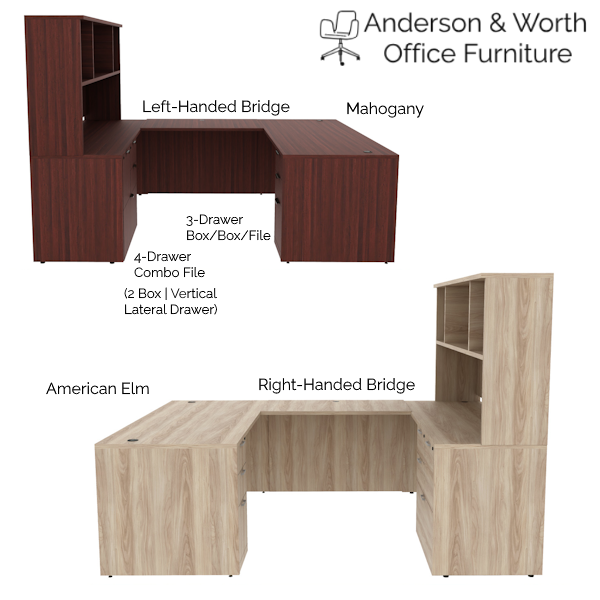 U-Shaped Desks - BBF CF - Open Hutch u desk with multi-drawer storage and open hutch
