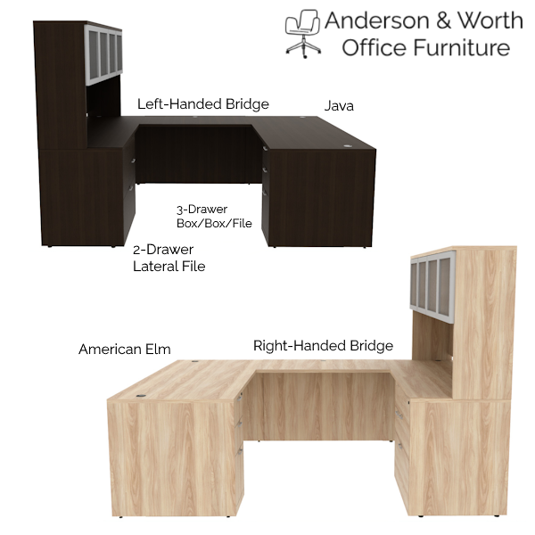 U-Shaped Desks - BBF LF - 4-glass Door Hutch u desk info
