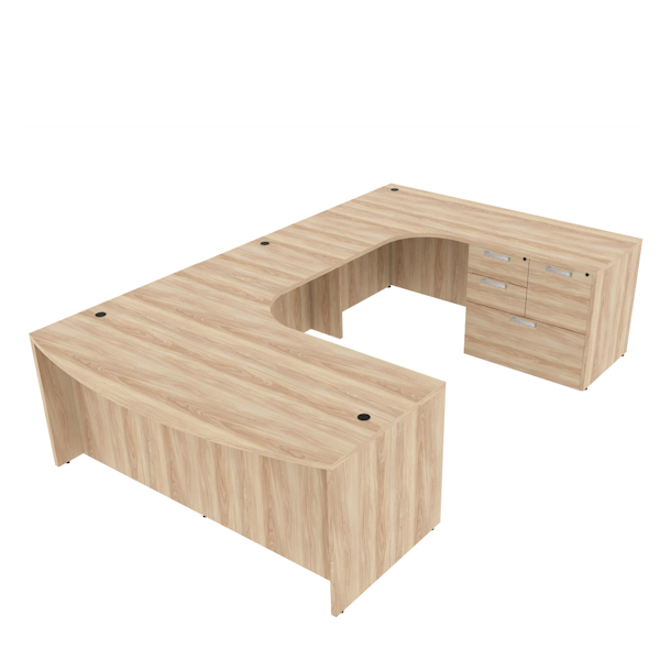 Bow front dual interior curve u desk