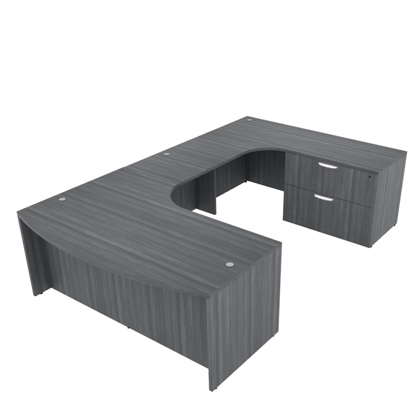 dual curve u desk with lateral file