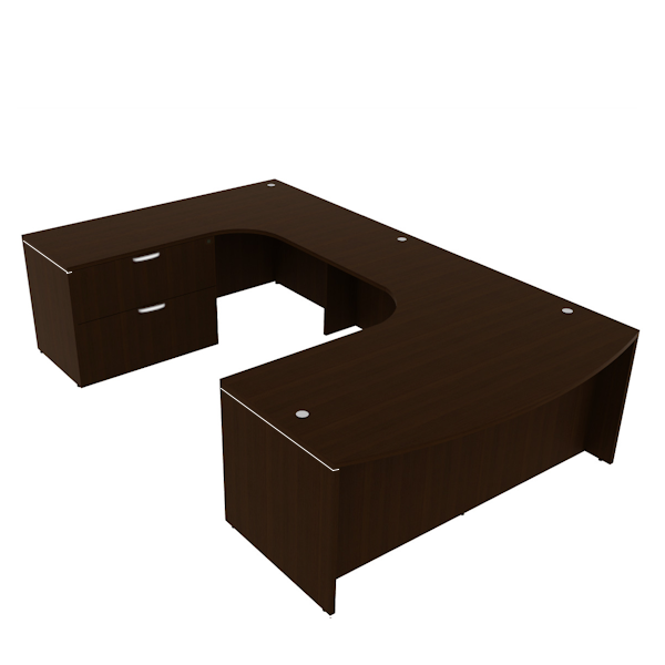 dual curve u desk with lateral file