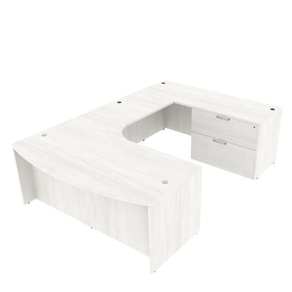 Bow front interior curve u desk - lateral file