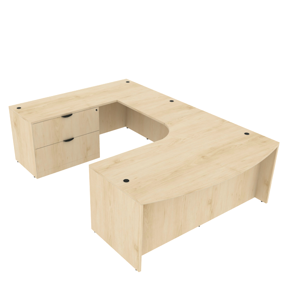 Bow front interior curve u desk - lateral file