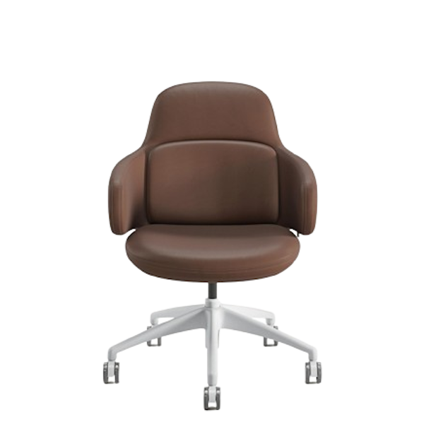 CHK73400_VIVA_CLUB_CHAIR_-_NYLON_BASE_-White - Brown - front konfurb viva chair