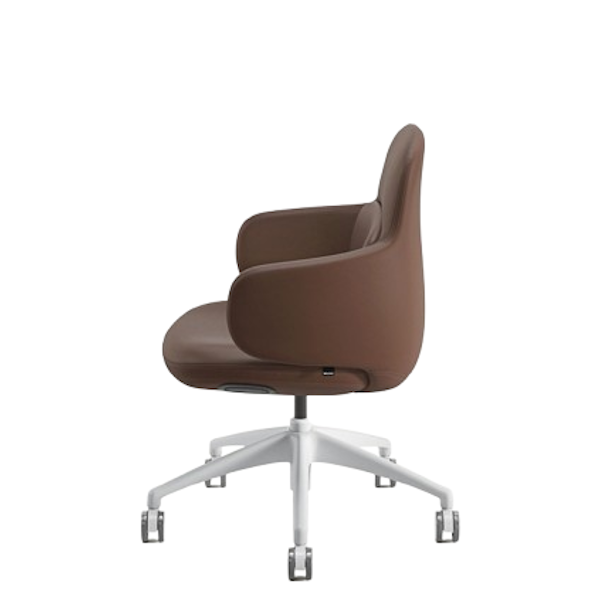 CHK73400_VIVA_CLUB_CHAIR_-_NYLON_BASE_-White - Brown - side konfurb viva chair