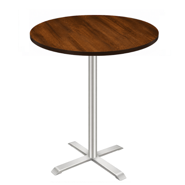 round bar table with silver base