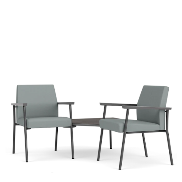 2 chairs with corner table
