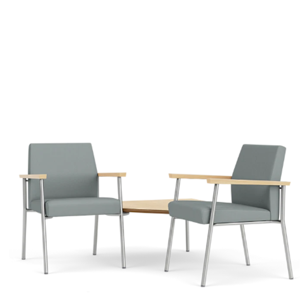 2 chairs with corner table