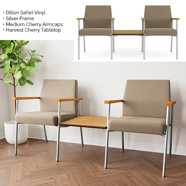 Mystic Guest 2-Seater with Center Table - Buff two person chair and center table