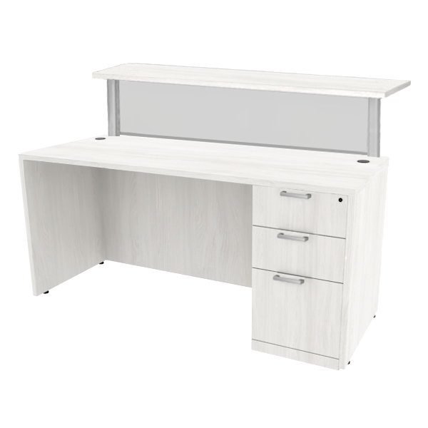 Borders Straight Reception Desk - 60x24 - BBF - Arcadia White reception desk