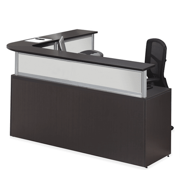 Borders flush front reception l-desk