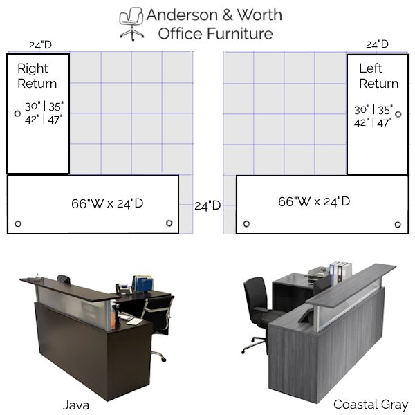 Borders L-Shaped Reception Desk - 2D - 66W - Flush borders reception - 2d