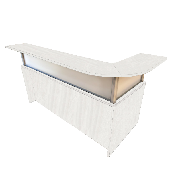reception desk with curved top