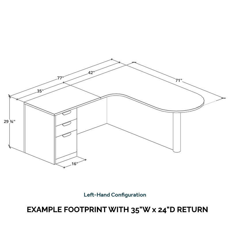 Bullet Interior Curve L-Desk 3d FOOT 3d