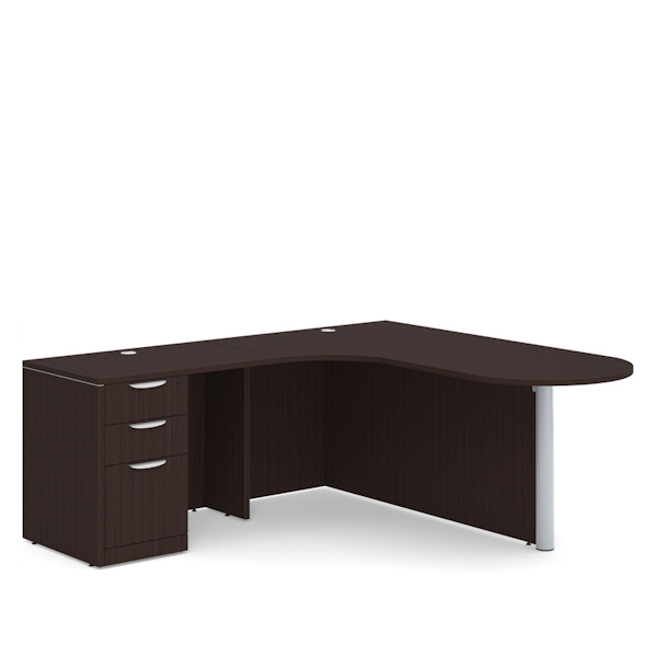 Bullet Interior Curve L-Desk - ES - Silver bullet top curve desk