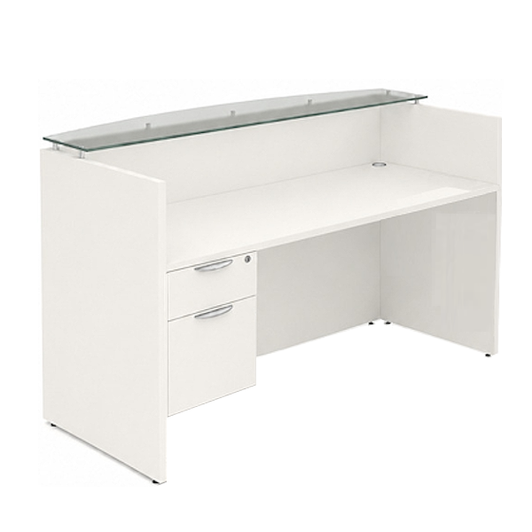 reception desk with glass counter