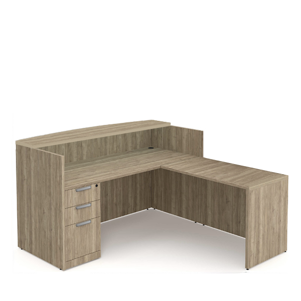 reception desk with low return