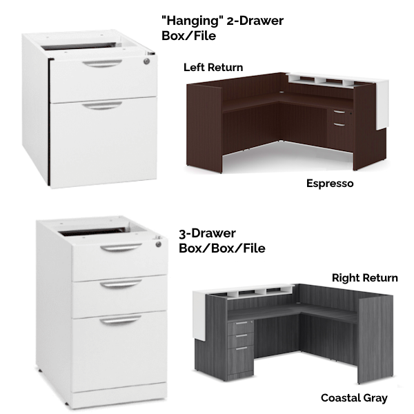 Reception L-Desk - White Counter - 2 + 3-Drw reception l desk