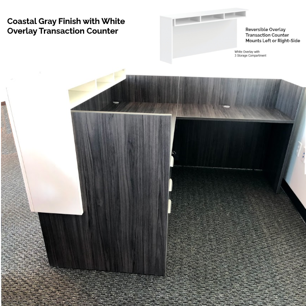 Reception L-Desk with White Stack Counter - CG - Office l shaped reception desk