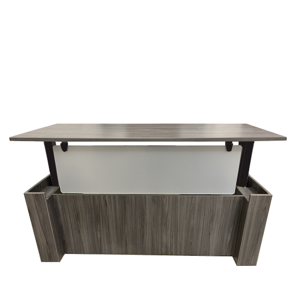 height adjustable casing desk with acrylic panel