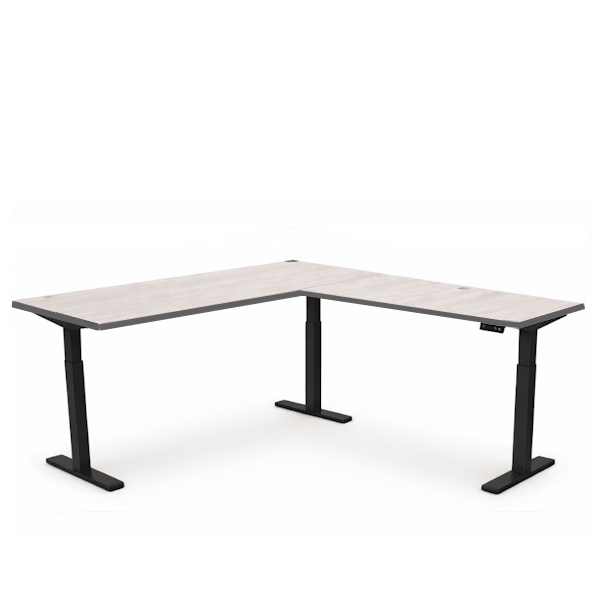 l-shaped height adjustable desk
