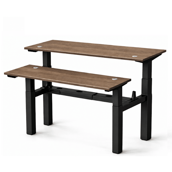 Double Bank Sit-Stand Team Desk for 2 People