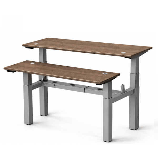 Double Bank Sit-Stand Team Desk for 2 People