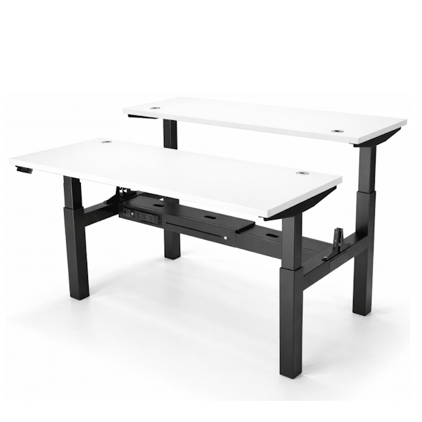 Double Bank Sit-Stand Team Desk for 2 People