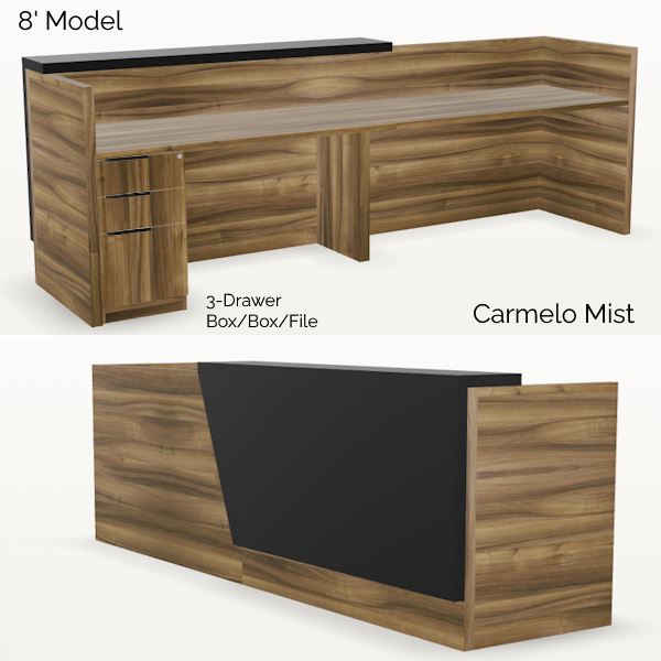 Overture Angled Stack-On Counter Reception Desks - T-10545 - 8 ft example reception desk with angled stack on counter