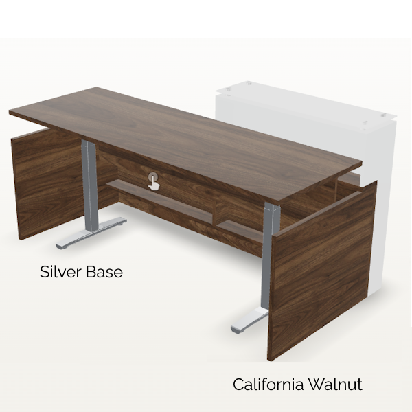 Overture Height Adjustable Reception Desk - Cal Walnut - White Counter - t-0107 height adjustable reception desk