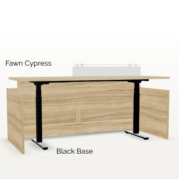 Overture Height Adjustable Reception Desk - Fawn Cypress - White Counter - t-0107 height adjustable reception desk