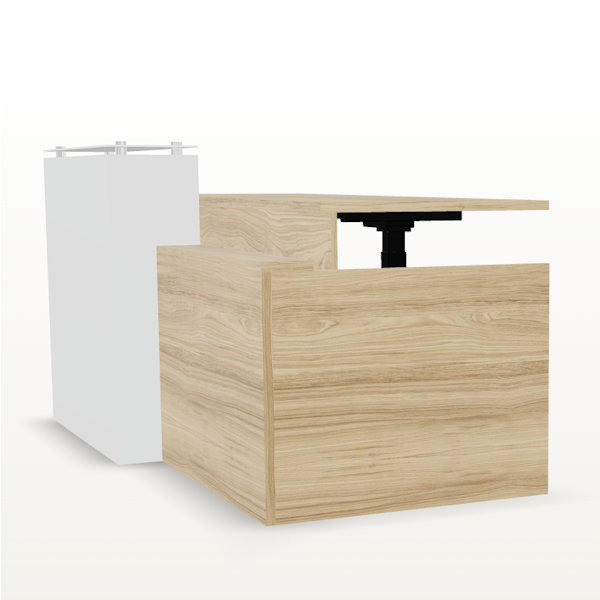 Overture Height Adjustable Reception Desk - Fawn - White Counter - t-0107 height adjustable reception desk