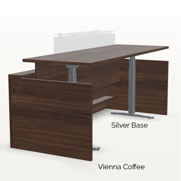 Overture Height Adjustable Reception Desk - Vienna Coffee - White Counter - t-0107 height adjustable reception desk