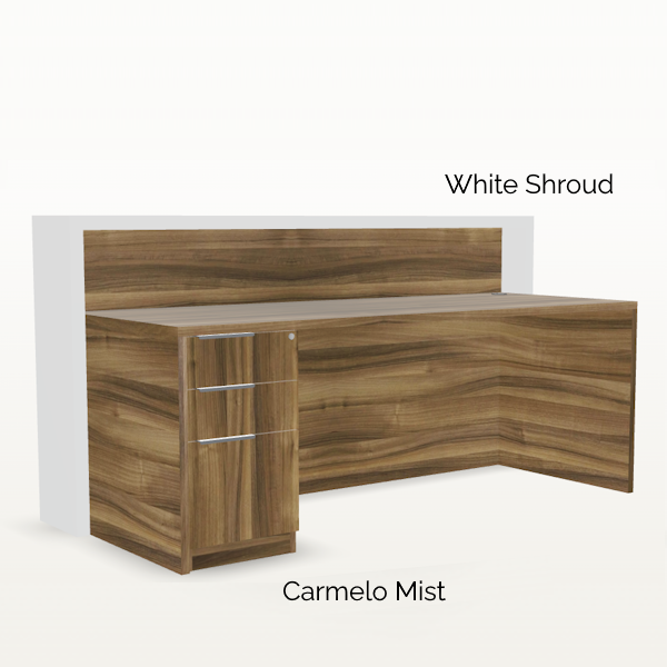 Overture Shroud Reception Desk - Carmelo Mist - Interior - t-10457 front shroud reception desk