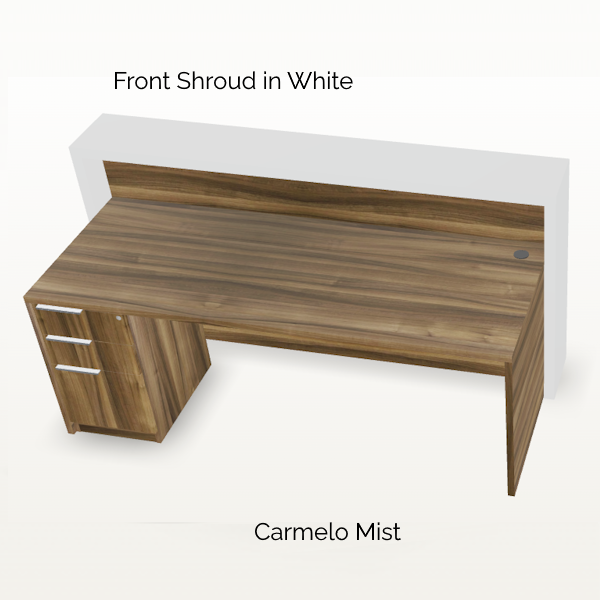 Overture Shroud Reception Desk - Carmelo Mist - Overhead - t-10457 front shroud reception desk