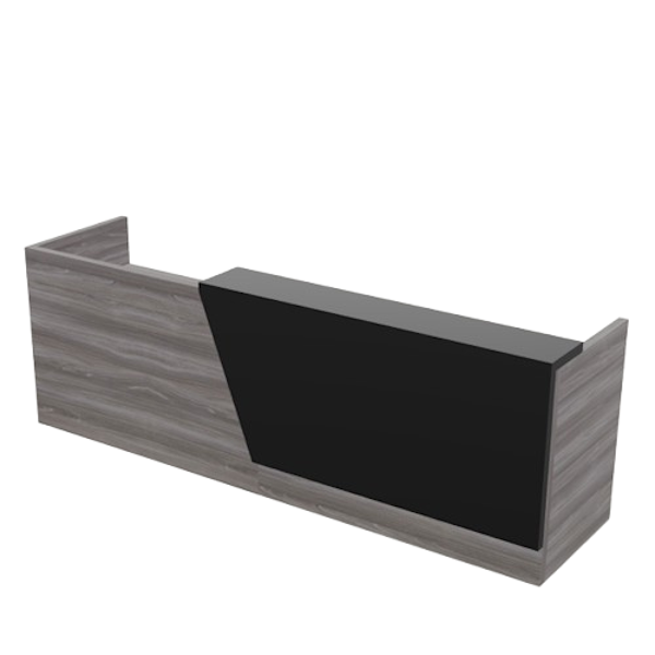 reception desk with angled stack on counter