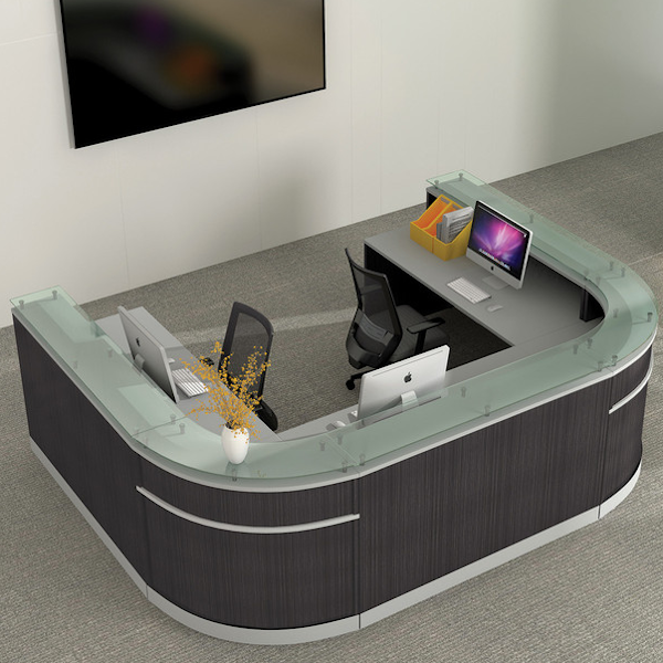 OfficeSource Cosmo Collection Reception Typical - COSMO2 - Steely Gray Room cosmo reception u desk