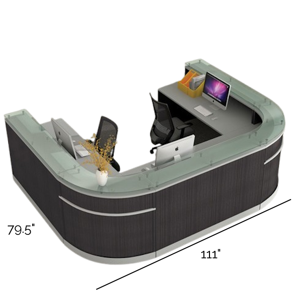 OfficeSource Cosmo Collection Reception Typical - COSMO2 - Steely Gray - dims cosmo reception u desk