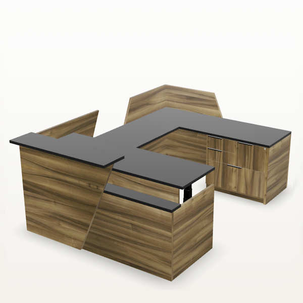 accented angled panel reception desk