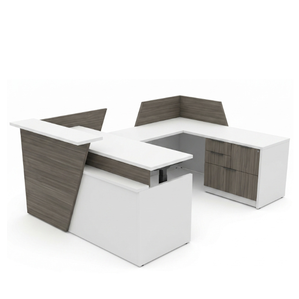 accented angled panel reception desk