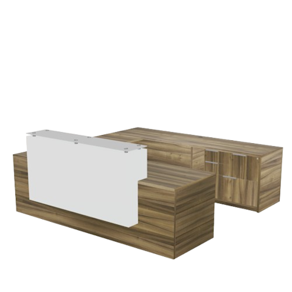Overture_Reception_U_Desk_-_Carmelo_Mist_-_White_-_T-10442R U-shaped Reception Desk