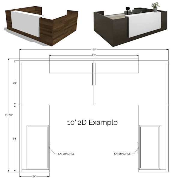 U-Desk-Hang-On Counter - T-10452-Desk large u shaped reception desk