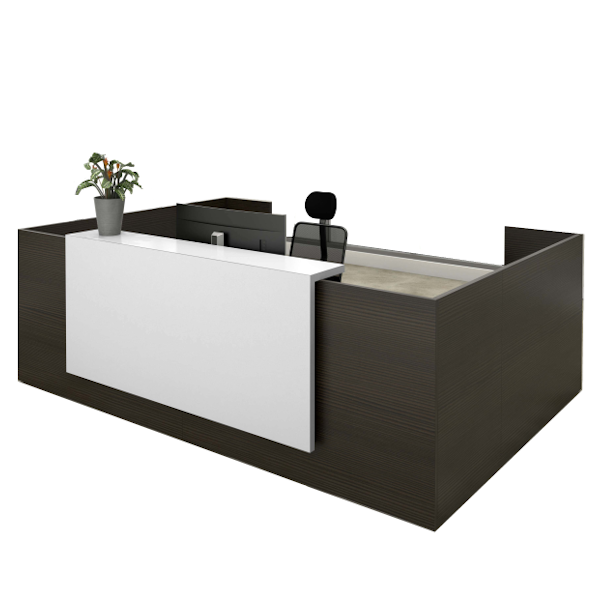 U-Desk-Hang-On Counter - Vienna Coffee - White Top - T-10452 large u shaped reception desk